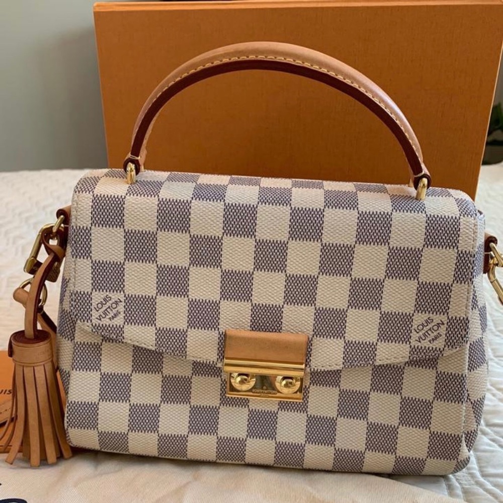 Croisette White Damier Azur canvas crossbody